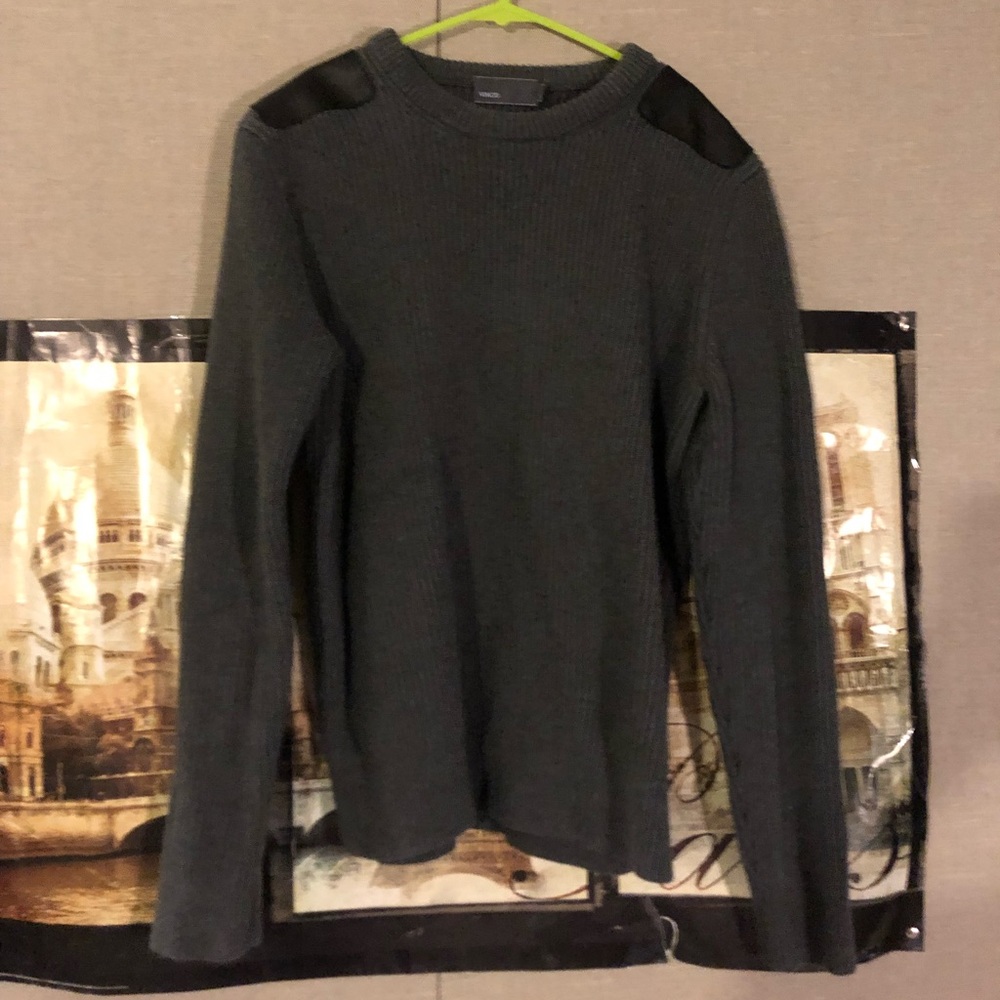Vince Sweater with Leather Shoulders